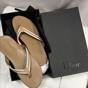 Dior Women's Beige and White Sandals